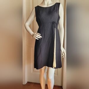 Vintage 50s Black And Cream Rhinestones Evening Dress